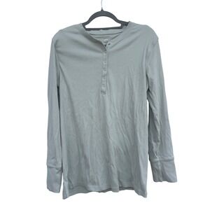 Kindred Bravely Ribbed Long Sleeve Nursing Henley Shirt Light Green Womens XXL